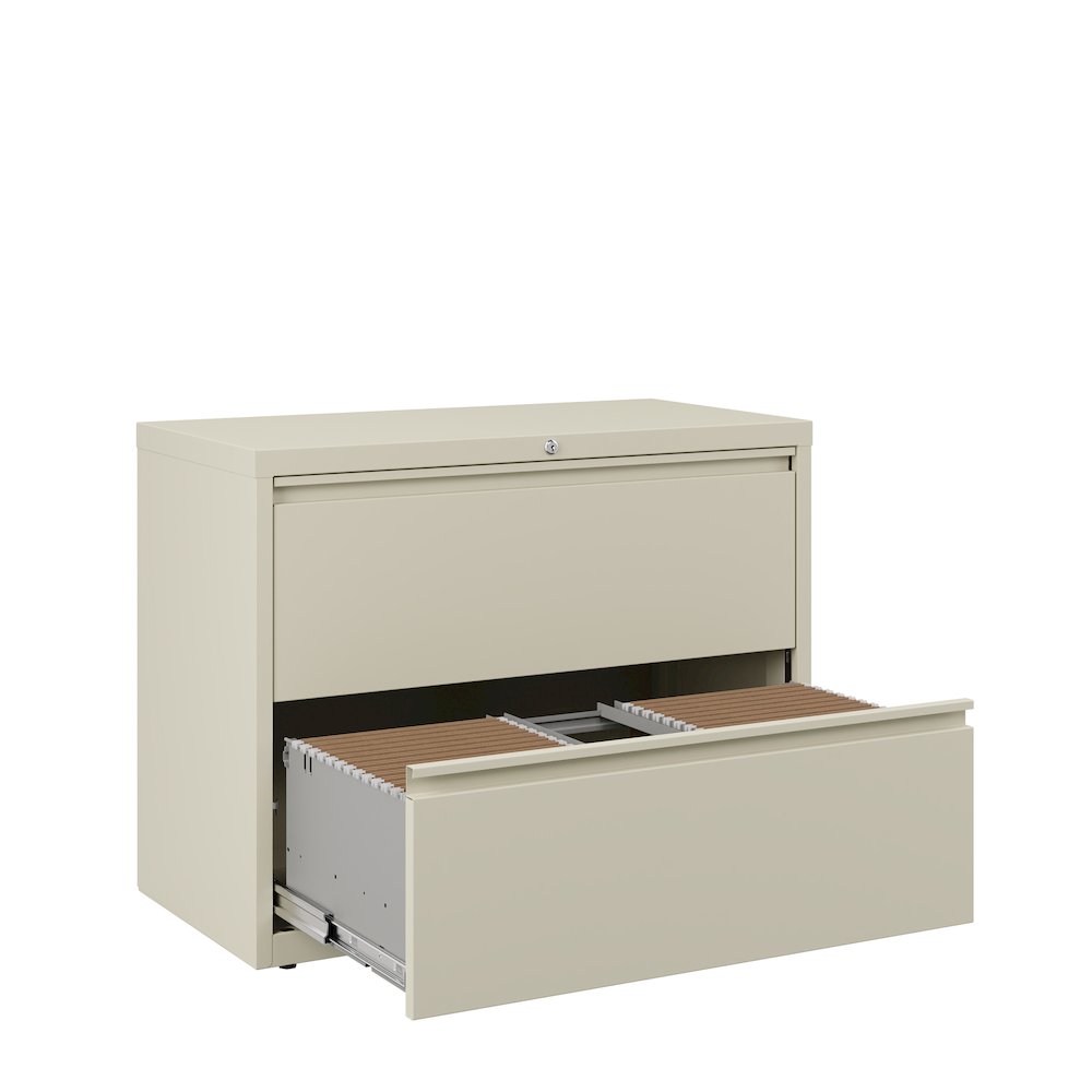 Hirsh 36 Inch Wide 2 Drawer Metal Lateral File Cabinet, Putty. Picture 5