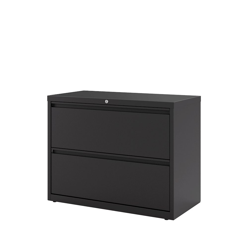 Hirsh 36 Inch Wide 2 Drawer Metal Lateral File Cabinet, Black. Picture 3