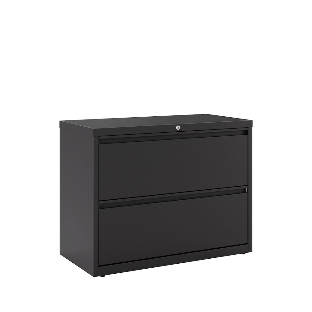 Hirsh 36 Inch Wide 2 Drawer Metal Lateral File Cabinet, Black. Picture 9