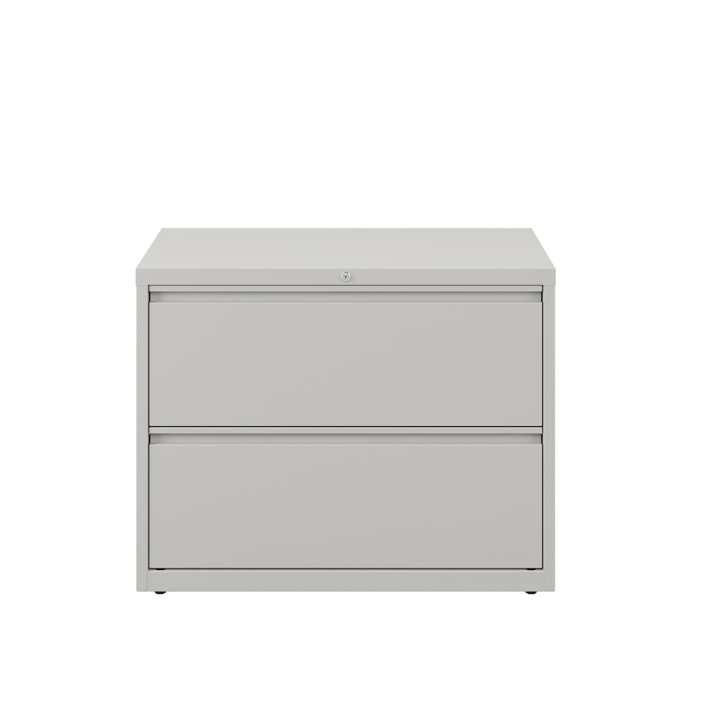 Hirsh 36 Inch Wide 2 Drawer Metal Lateral File Cabinet, Light Gray. Picture 1