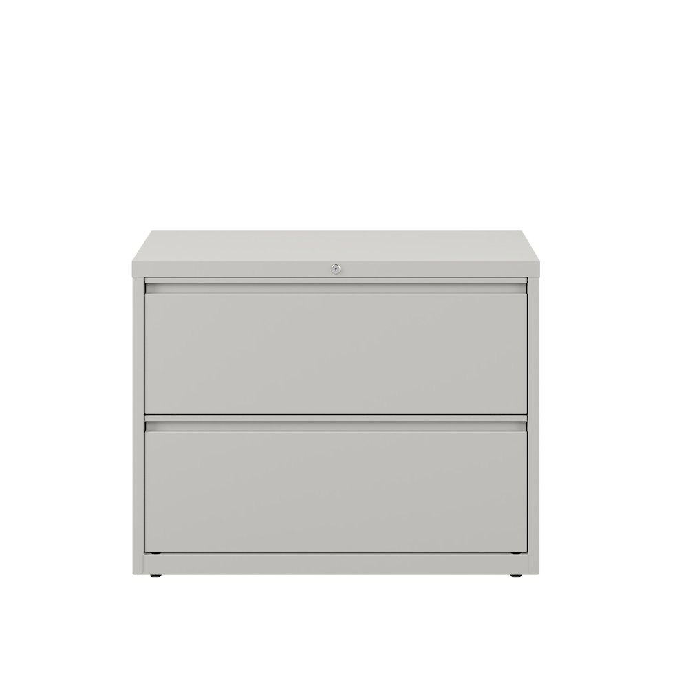 Hirsh 36 Inch Wide 2 Drawer Metal Lateral File Cabinet, Light Gray. Picture 2