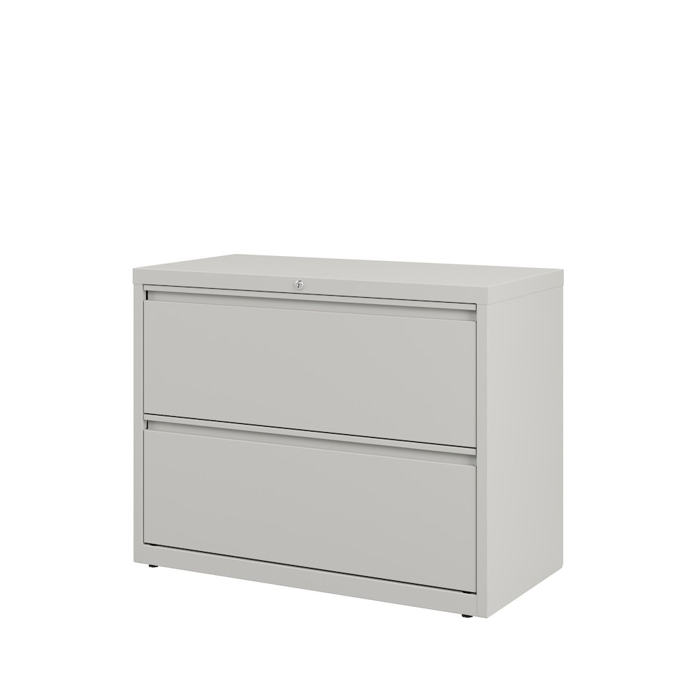 Hirsh 36 Inch Wide 2 Drawer Metal Lateral File Cabinet, Light Gray. Picture 3