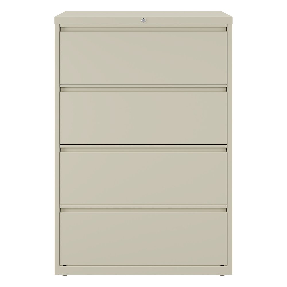 Hirsh 36 Inch Wide 4 Drawer Metal Lateral File Cabinet, Putty. Picture 1