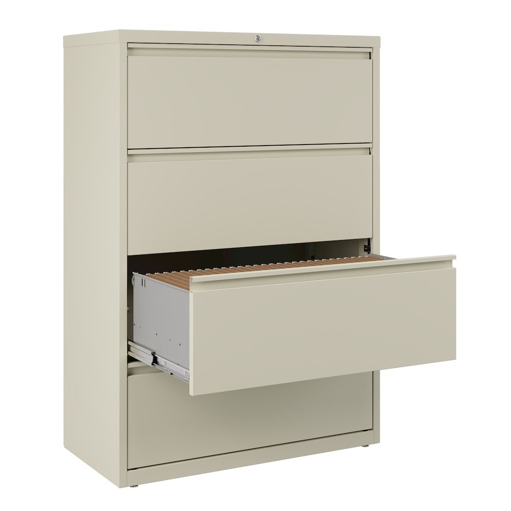 Hirsh 36 Inch Wide 4 Drawer Metal Lateral File Cabinet, Putty. Picture 3