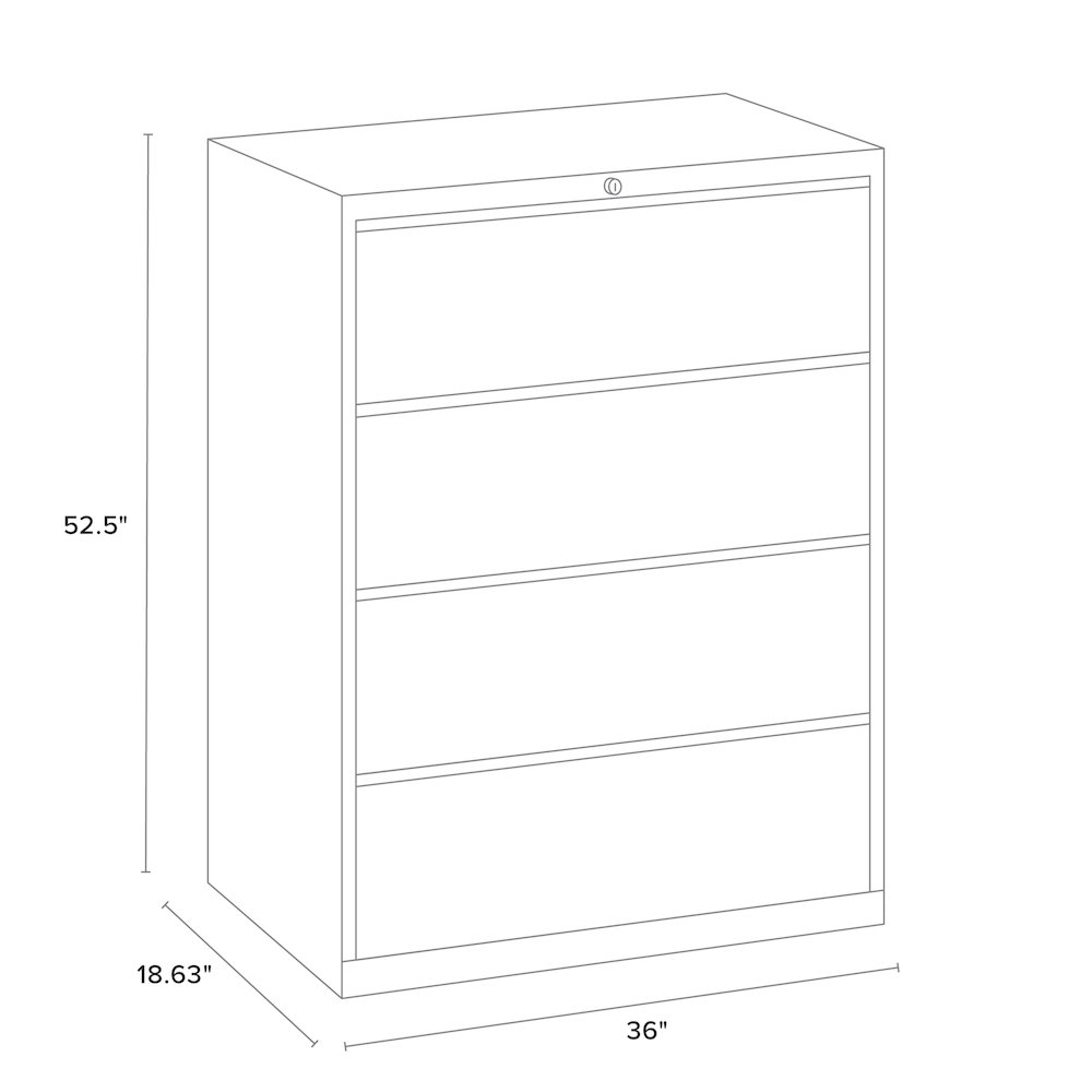 Hirsh 36 Inch Wide 4 Drawer Metal Lateral File Cabinet, Putty. Picture 5