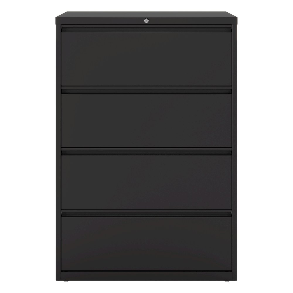 Hirsh 36 Inch Wide 4 Drawer Metal Lateral File Cabinet, Black. Picture 1
