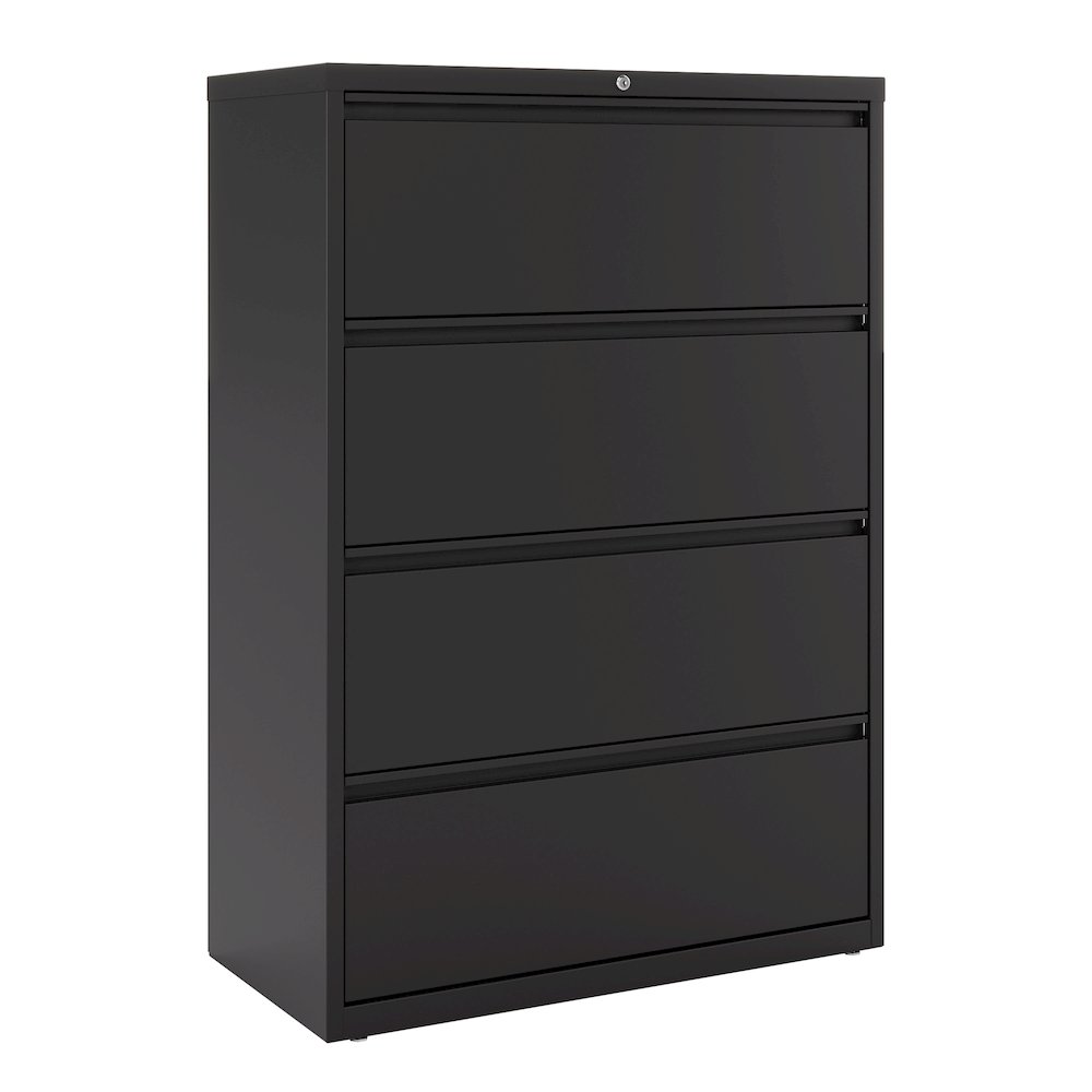 Hirsh 36 Inch Wide 4 Drawer Metal Lateral File Cabinet, Black. Picture 10