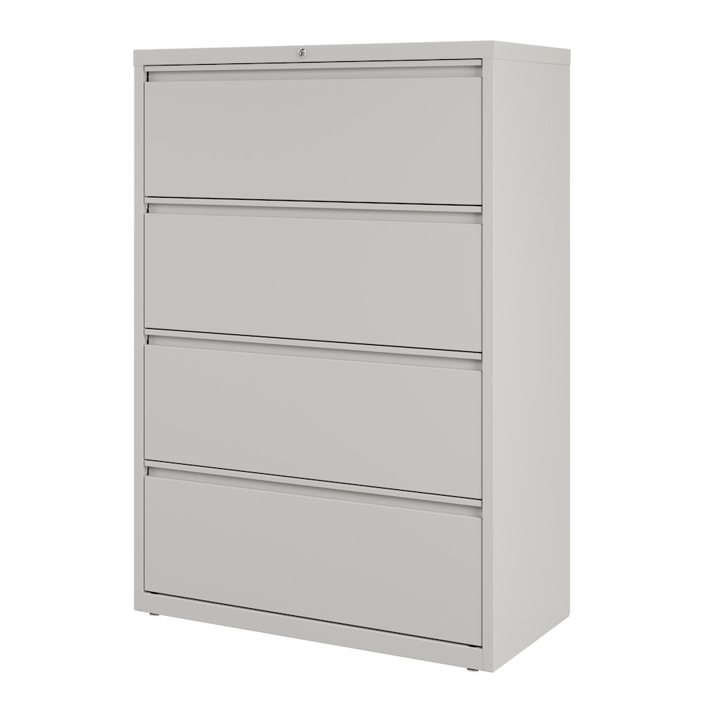 Hirsh 36 Inch Wide 4 Drawer Metal Lateral File Cabinet, Light Gray. Picture 2