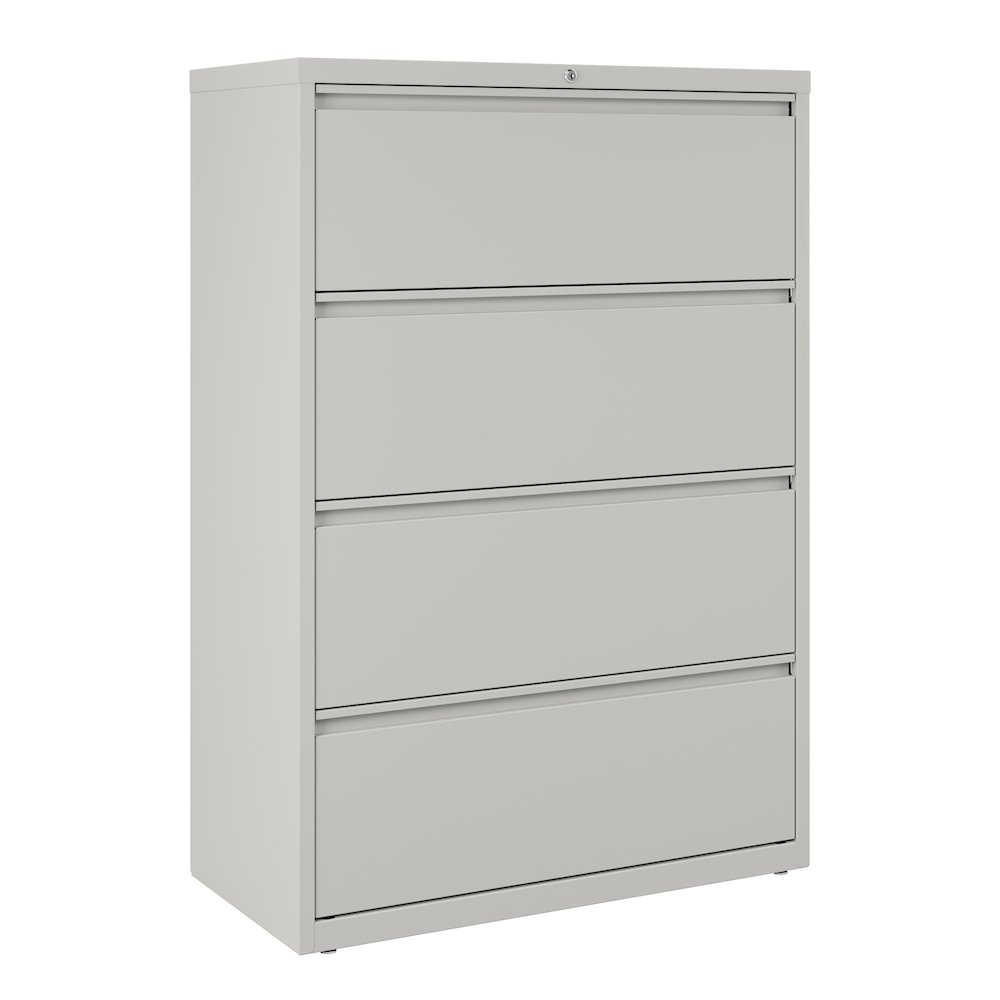 Hirsh 36 Inch Wide 4 Drawer Metal Lateral File Cabinet, Light Gray. Picture 9