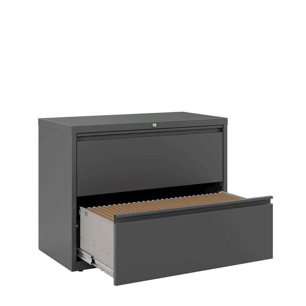 Hirsh 36 Inch Wide 2 Drawer Metal Lateral File Cabinet, Charcoal. Picture 3