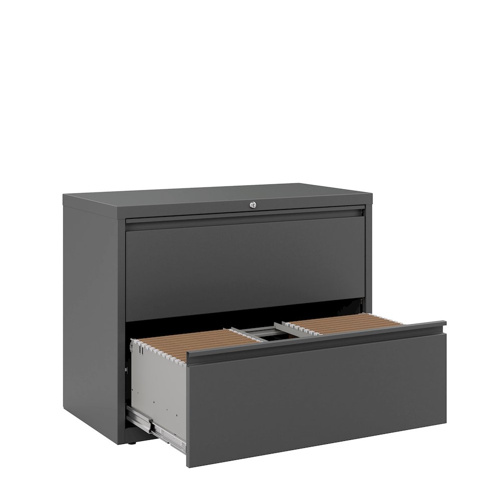 Hirsh 36 Inch Wide 2 Drawer Metal Lateral File Cabinet, Charcoal. Picture 4