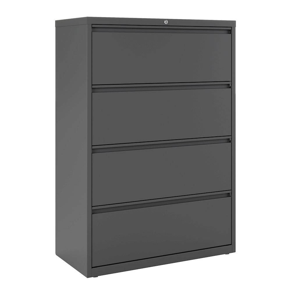 Hirsh 36 Inch Wide 4 Drawer Metal Lateral File Cabinet, Charcoal. Picture 1