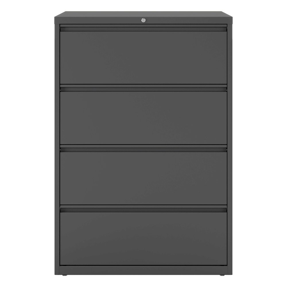 Hirsh 36 Inch Wide 4 Drawer Metal Lateral File Cabinet, Charcoal. Picture 1