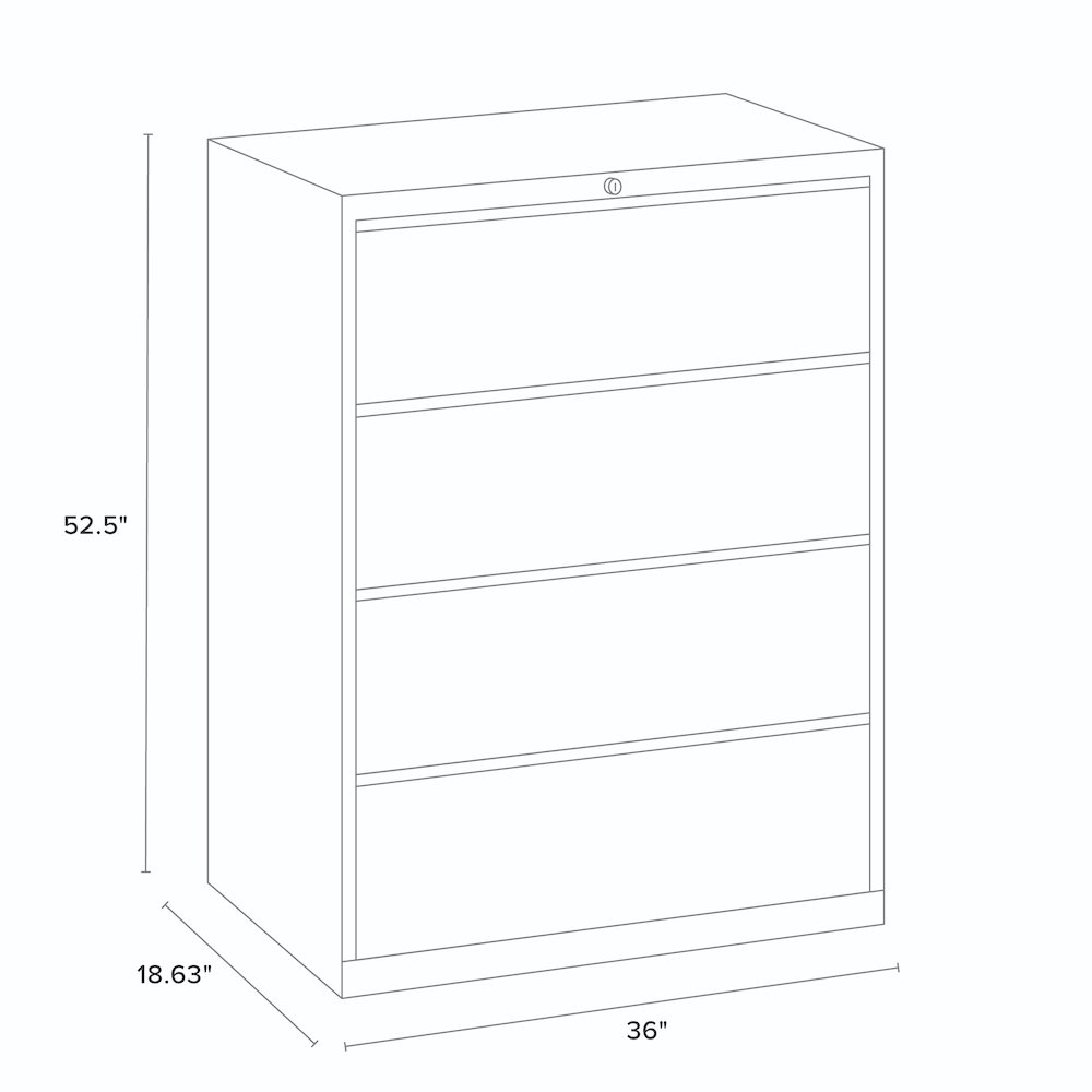 Hirsh 36 Inch Wide 4 Drawer Metal Lateral File Cabinet, Charcoal. Picture 2