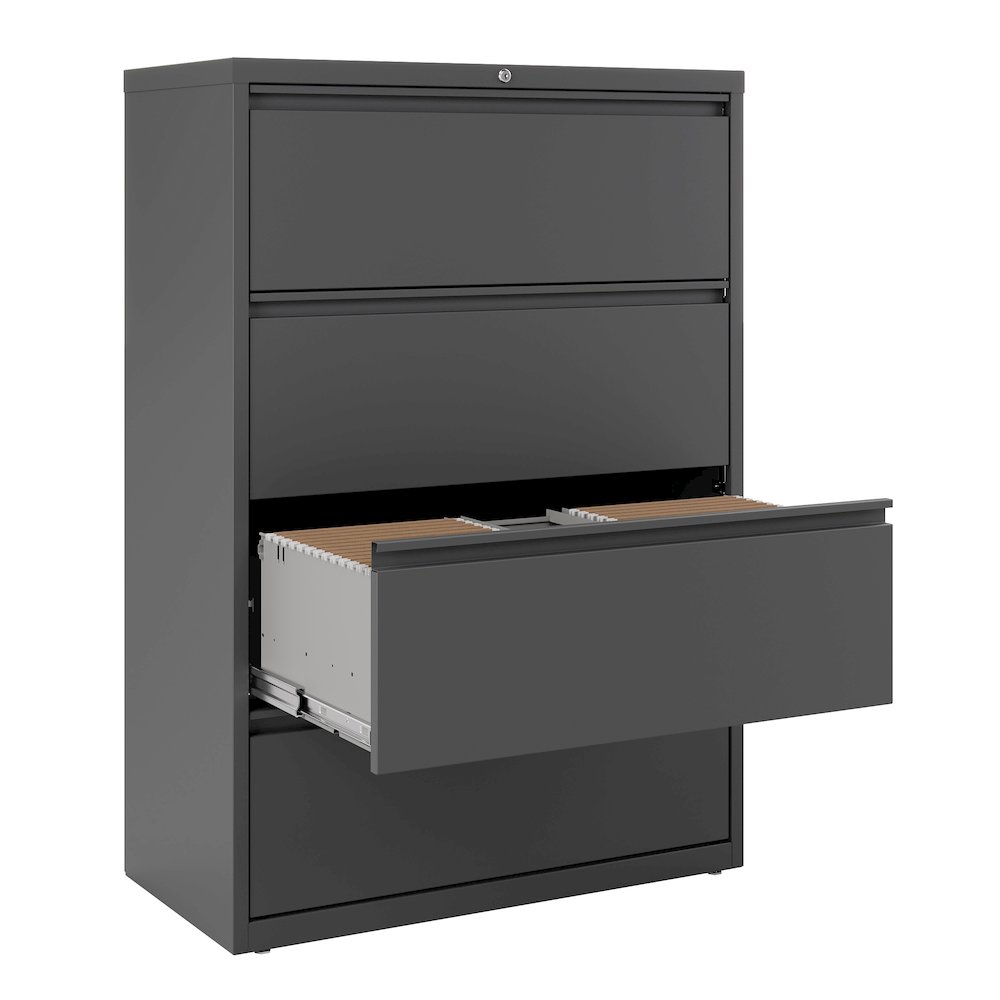 Hirsh 36 Inch Wide 4 Drawer Metal Lateral File Cabinet, Charcoal. Picture 6