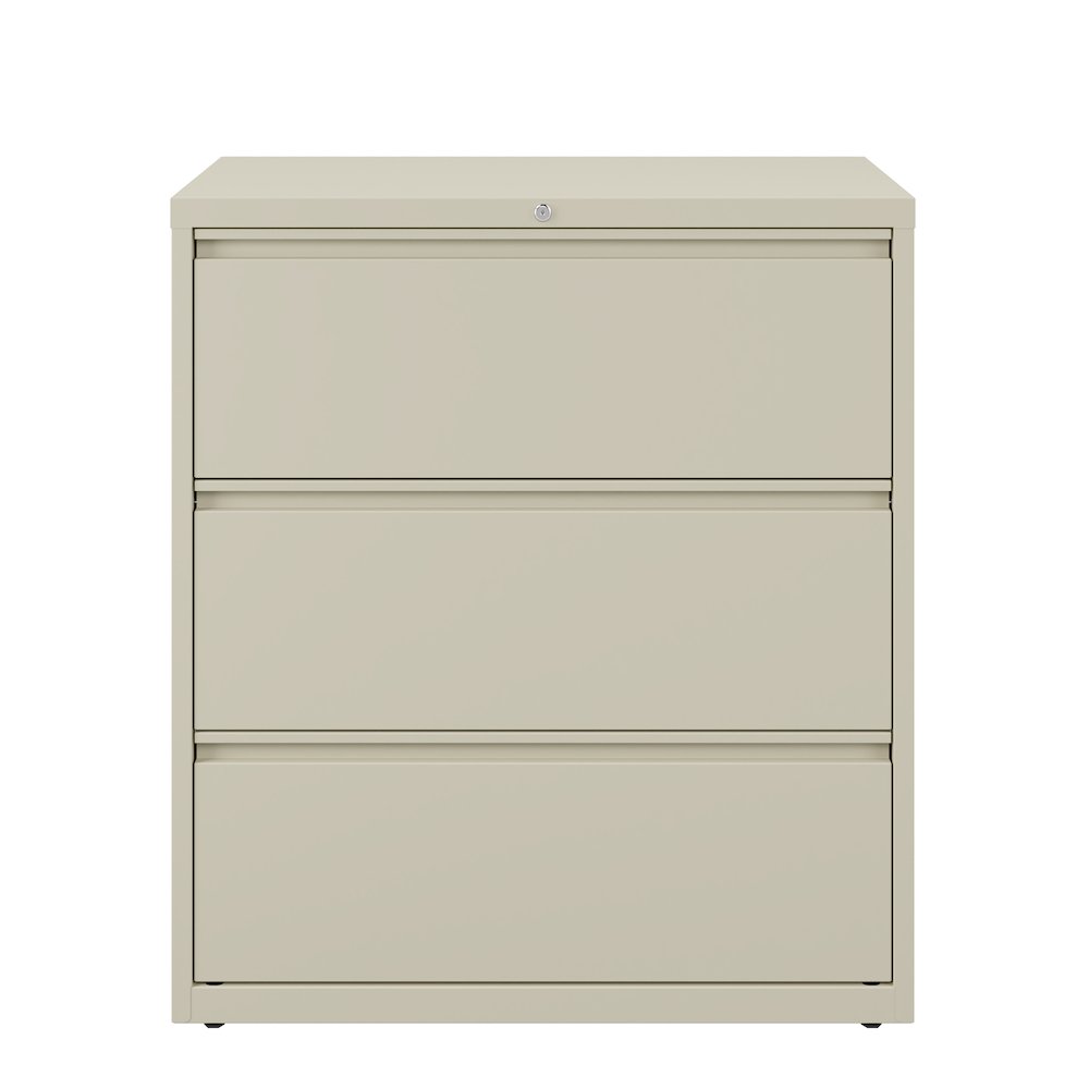 Hirsh 36 Inch Wide 3 Drawer Metal Lateral File Cabinet, Putty. Picture 1