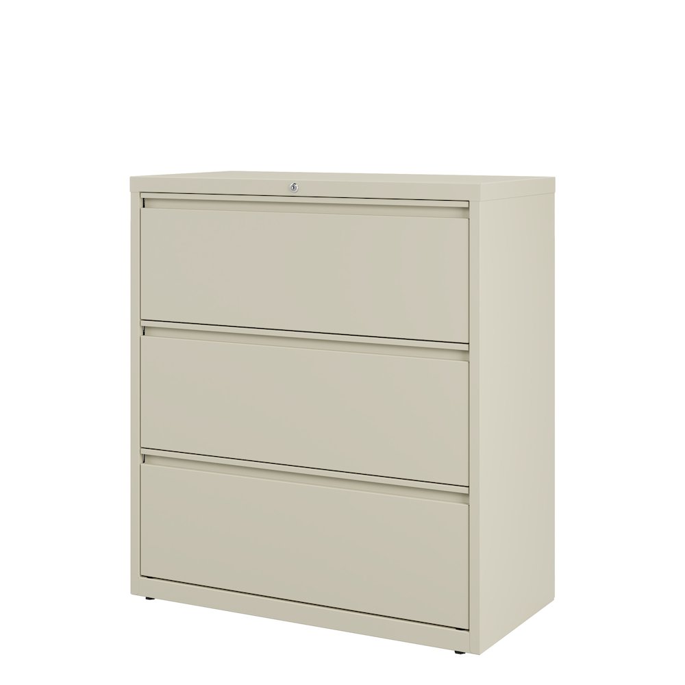 Hirsh 36 Inch Wide 3 Drawer Metal Lateral File Cabinet, Putty. Picture 3