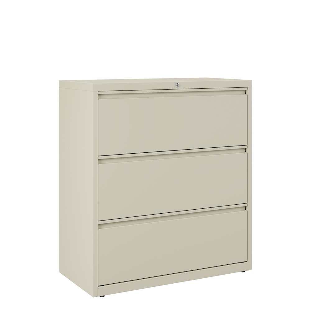 Hirsh 36 Inch Wide 3 Drawer Metal Lateral File Cabinet, Putty. Picture 8