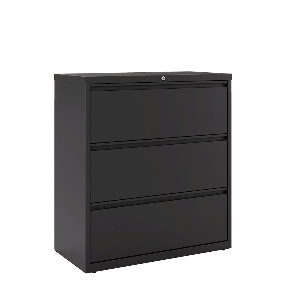 Hirsh 36 Inch Wide 3 Drawer Metal Lateral File Cabinet, Black. Picture 8