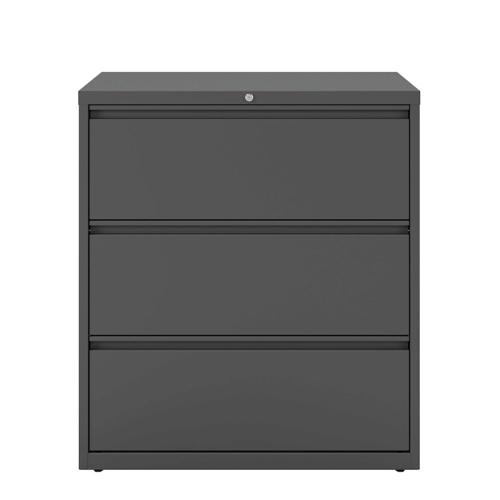 Hirsh 36 Inch Wide 3 Drawer Metal Lateral File Cabinet, Charcoal. Picture 1