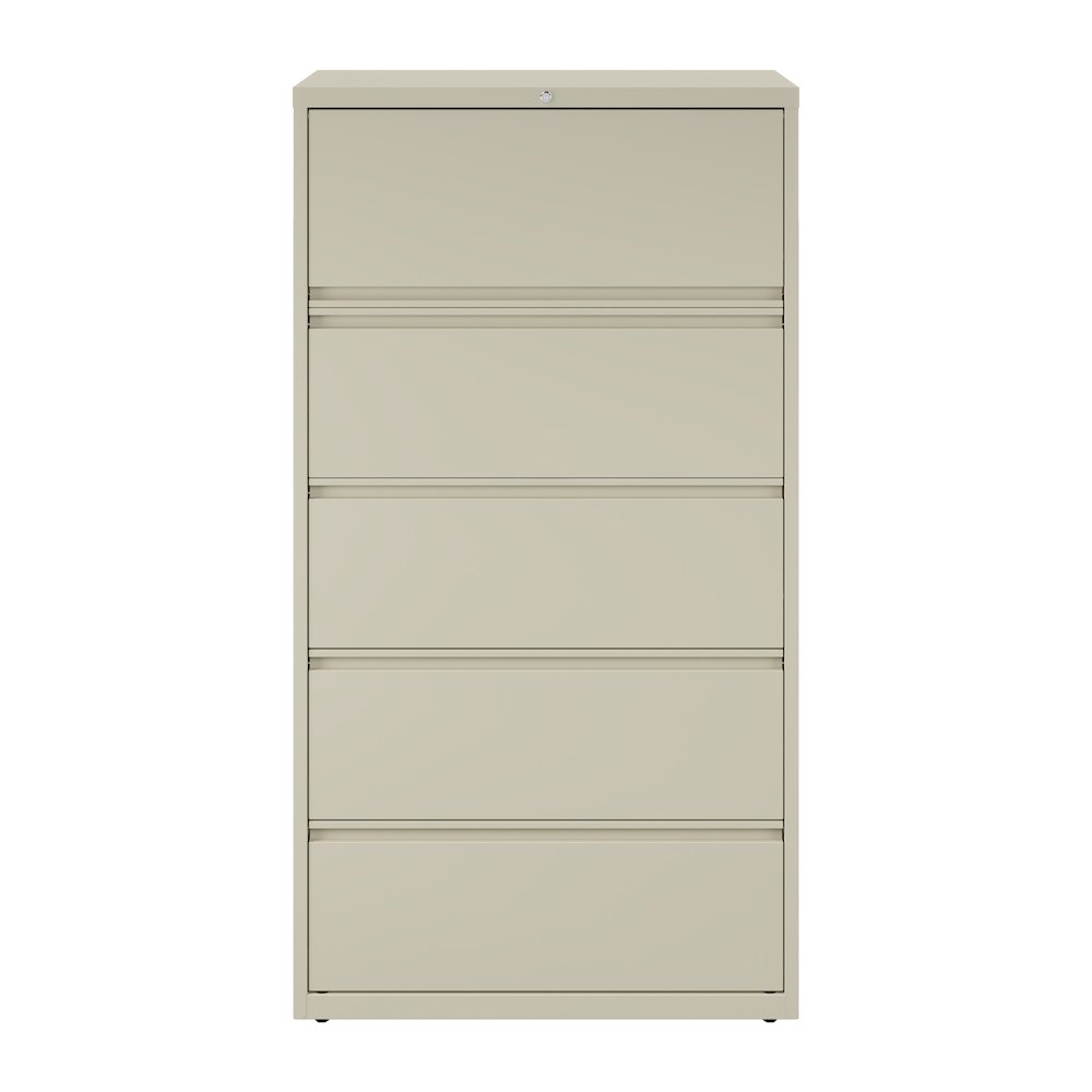 Hirsh 36 Inch Wide 5 Drawer Metal Lateral File Cabinet, Putty. Picture 1