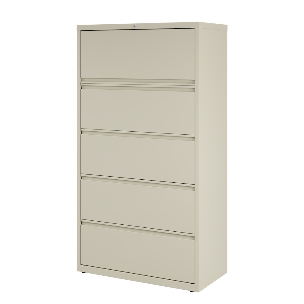 Hirsh 36 Inch Wide 5 Drawer Metal Lateral File Cabinet, Putty. Picture 2
