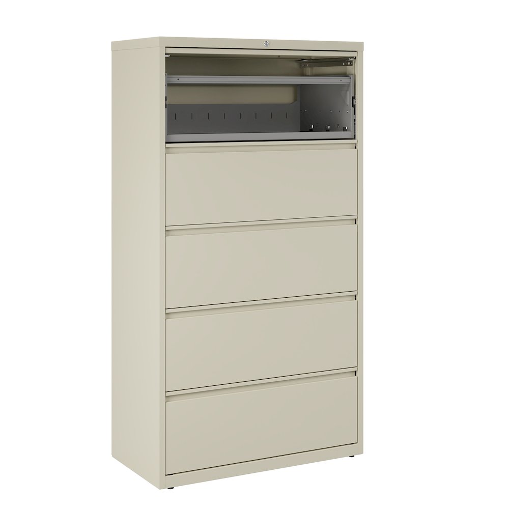 Hirsh 36 Inch Wide 5 Drawer Metal Lateral File Cabinet, Putty. Picture 6