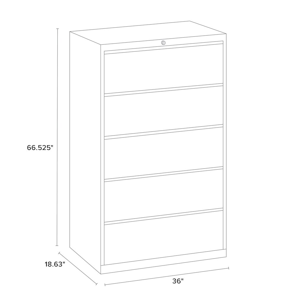 Hirsh 36 Inch Wide 5 Drawer Metal Lateral File Cabinet, Putty. Picture 7