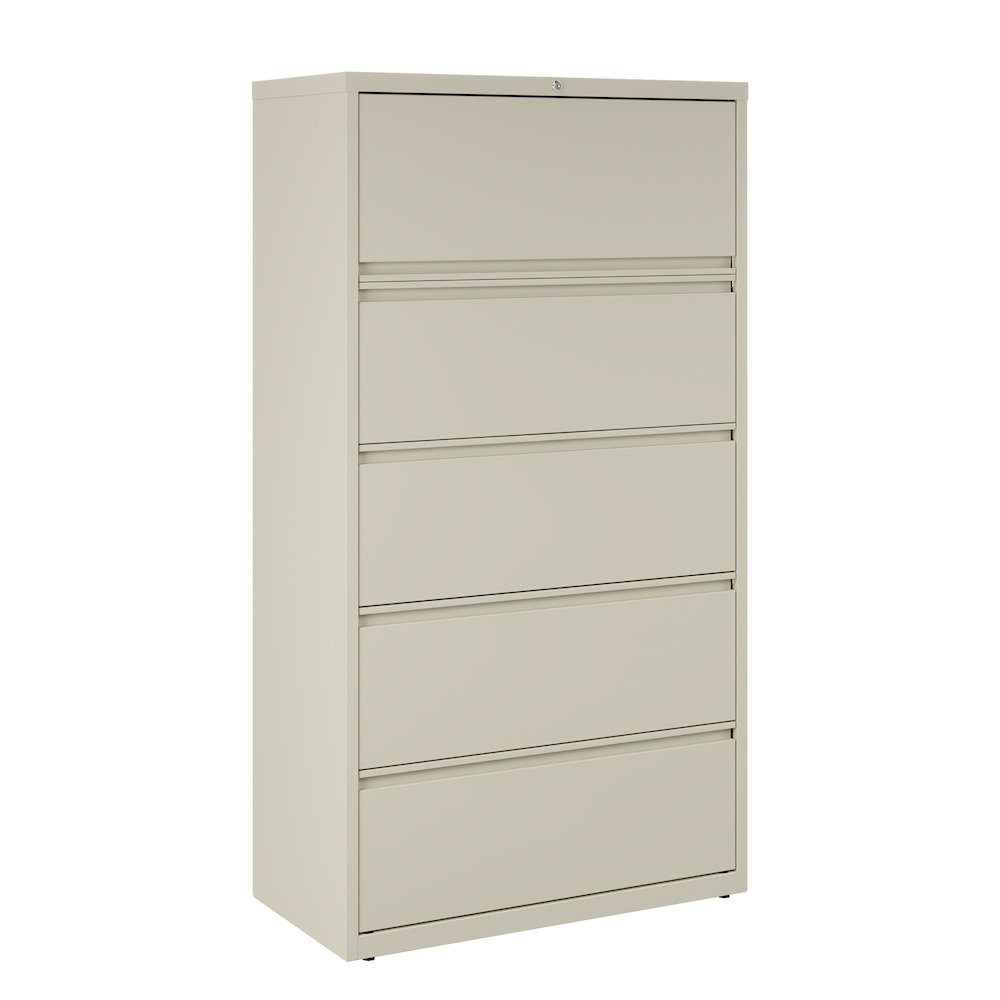 Hirsh 36 Inch Wide 5 Drawer Metal Lateral File Cabinet, Putty. Picture 11