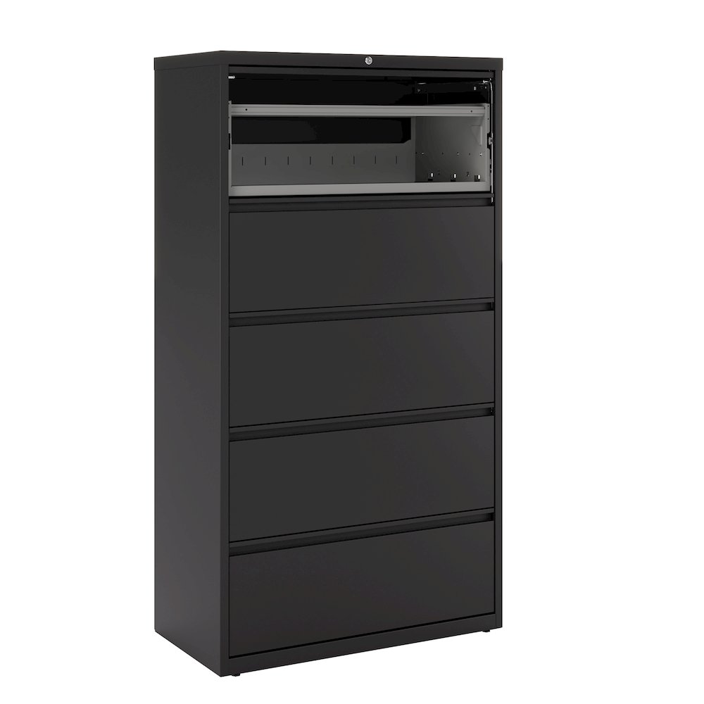 Hirsh 36 Inch Wide 5 Drawer Metal Lateral File Cabinet, Black. Picture 6