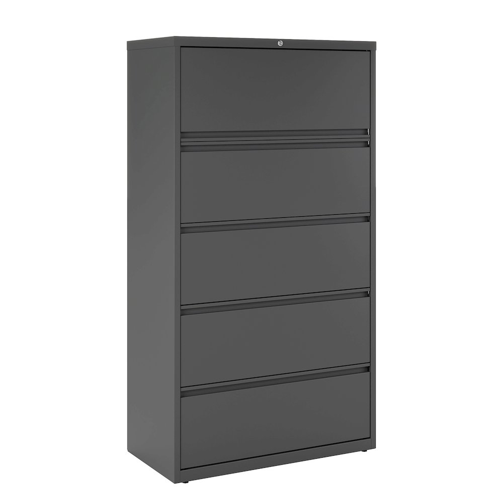 Hirsh 36 Inch Wide 5 Drawer Metal Lateral File Cabinet, Charcoal. Picture 1