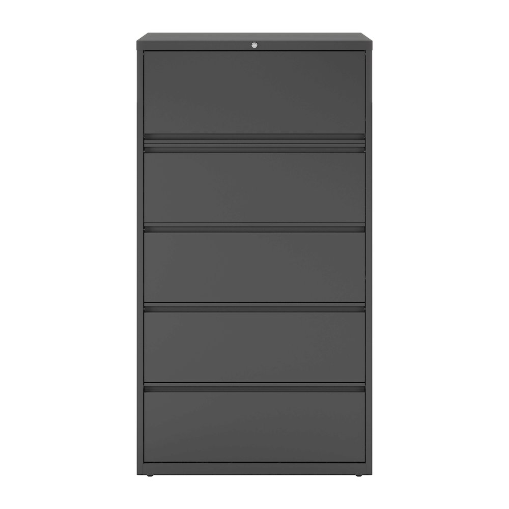 Hirsh 36 Inch Wide 5 Drawer Metal Lateral File Cabinet, Charcoal. Picture 1
