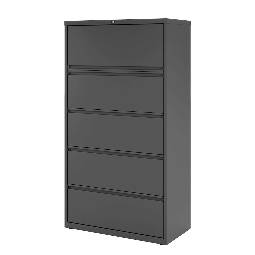 Hirsh 36 Inch Wide 5 Drawer Metal Lateral File Cabinet, Charcoal. Picture 2