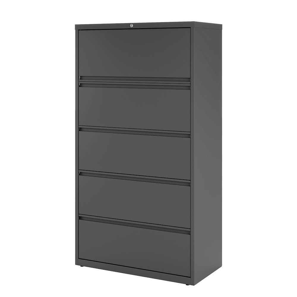 Hirsh 36 Inch Wide 5 Drawer Metal Lateral File Cabinet, Charcoal. Picture 4