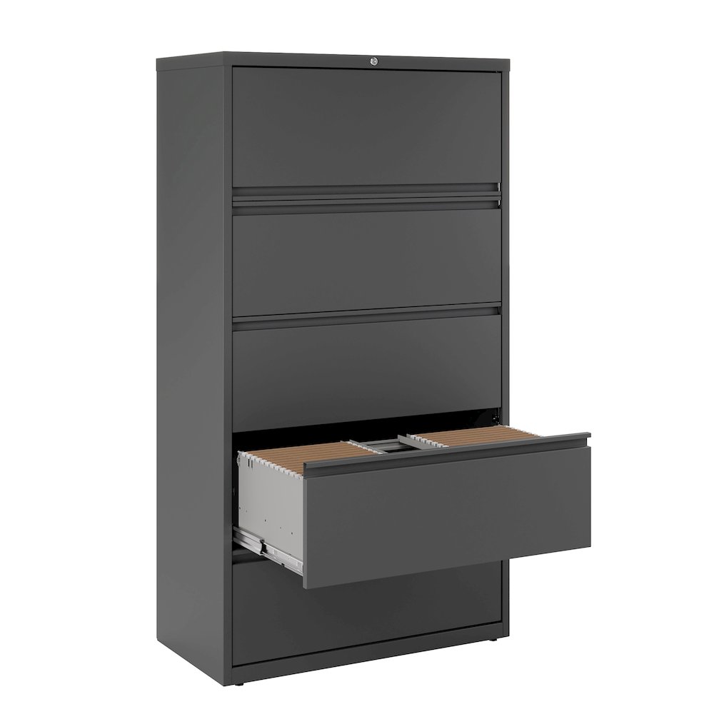 Hirsh 36 Inch Wide 5 Drawer Metal Lateral File Cabinet, Charcoal. Picture 6