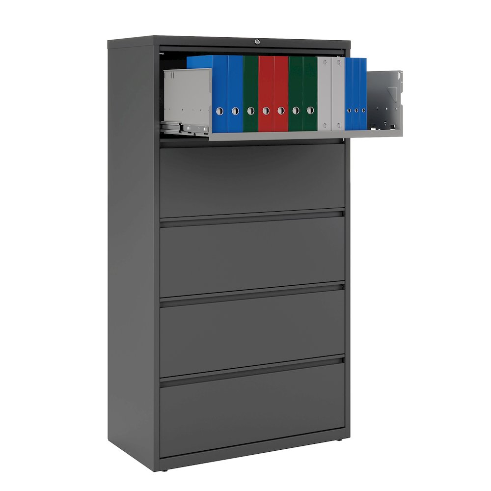 Hirsh 36 Inch Wide 5 Drawer Metal Lateral File Cabinet, Charcoal. Picture 7