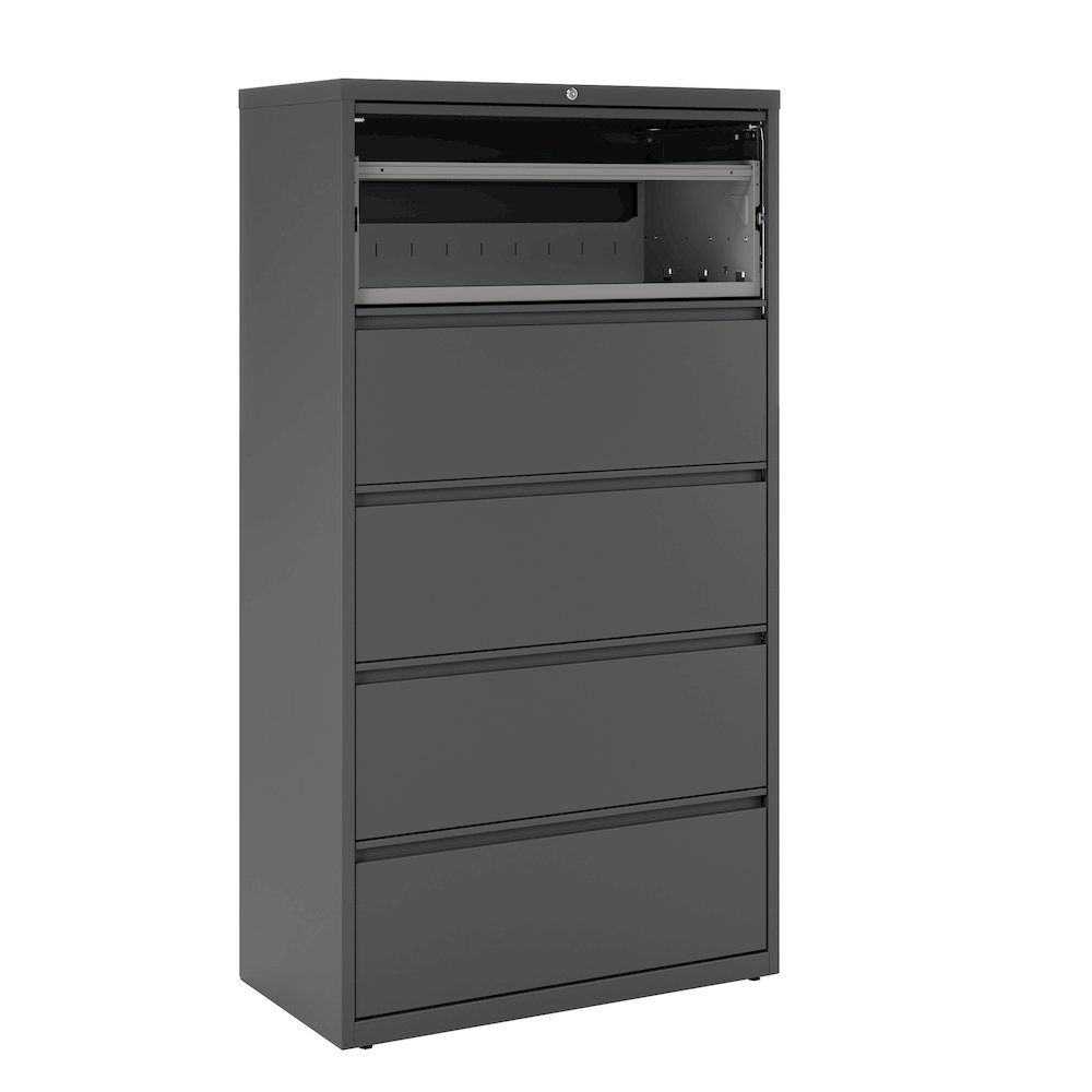 Hirsh 36 Inch Wide 5 Drawer Metal Lateral File Cabinet, Charcoal. Picture 8