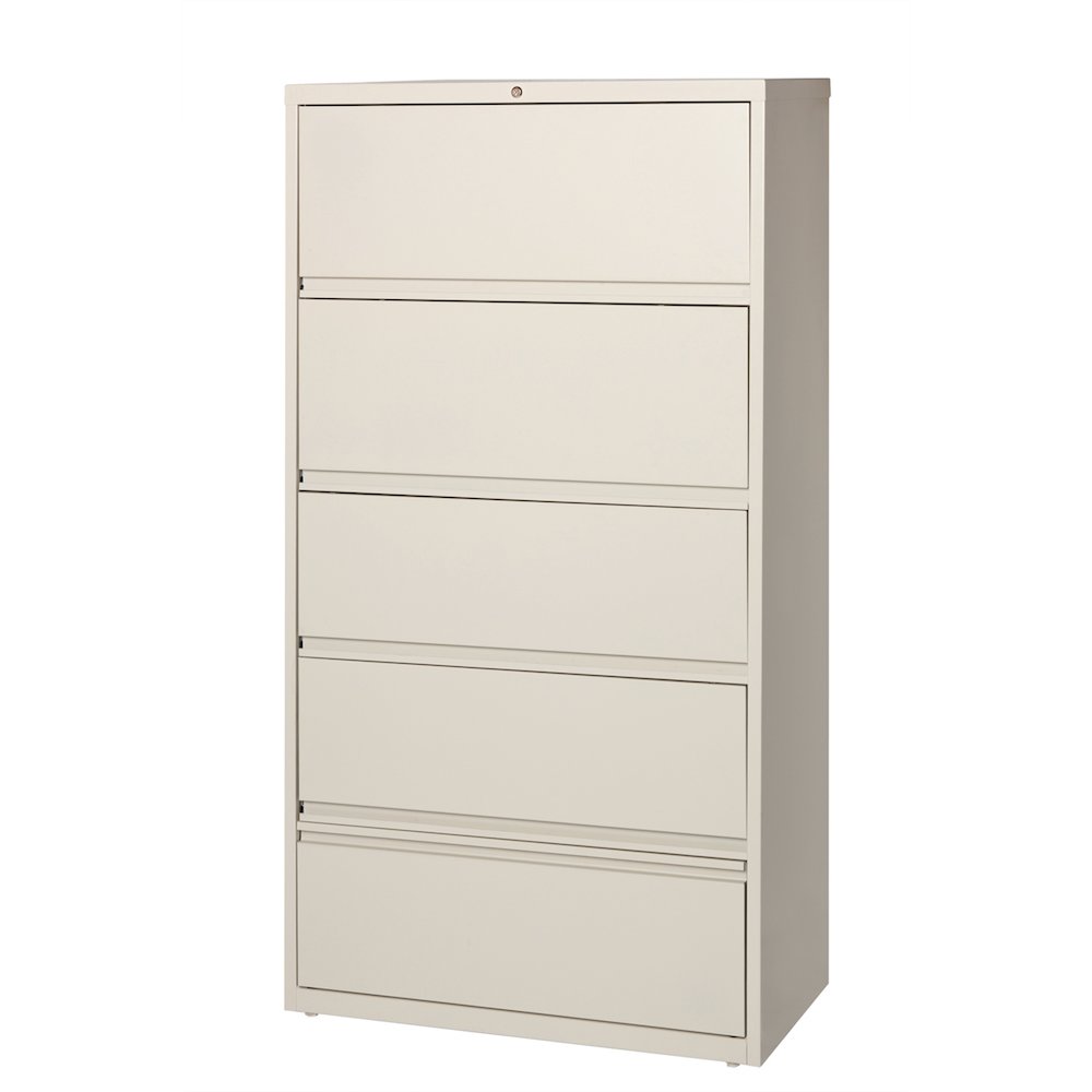 Hirsh 36 inch Wide 5 Drawer Metal Lateral File Cabinet, Putty. Picture 1