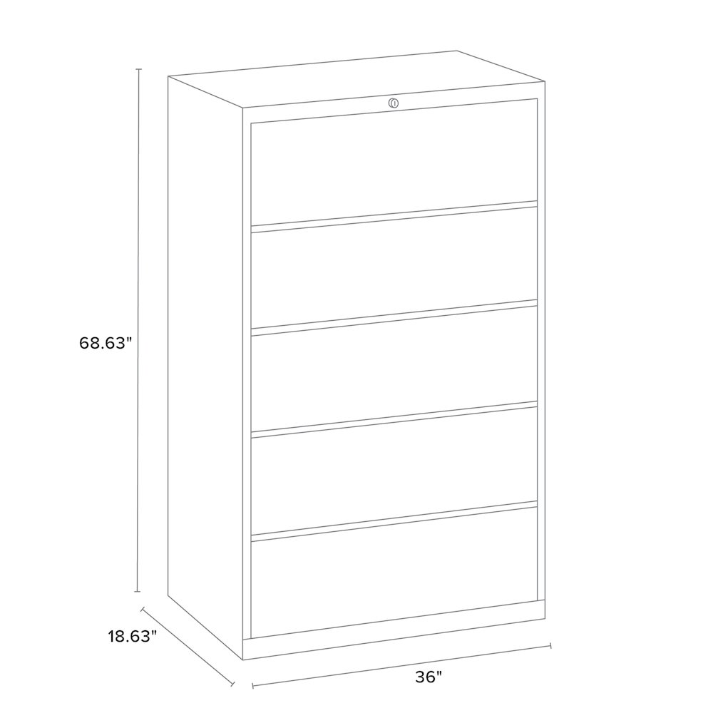 Hirsh 36 inch Wide 5 Drawer Metal Lateral File Cabinet, Black. Picture 1