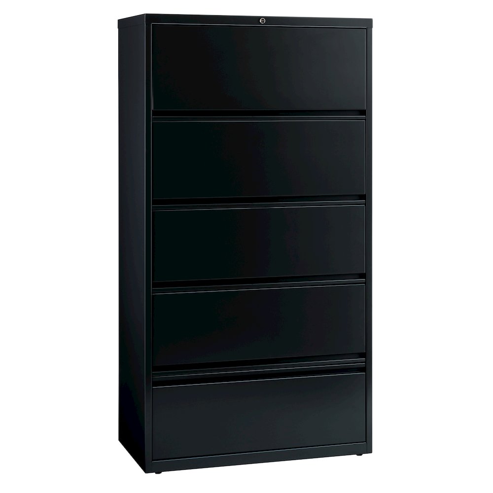 Hirsh 36 inch Wide 5 Drawer Metal Lateral File Cabinet, Black. Picture 3