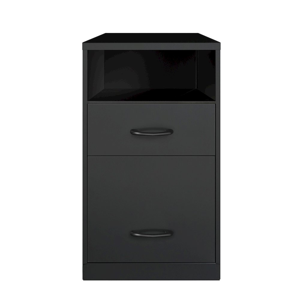 Space Solutions 18" Deep 2 Drawer Organizer Filing Cabinet, Shelf, Black. Picture 1
