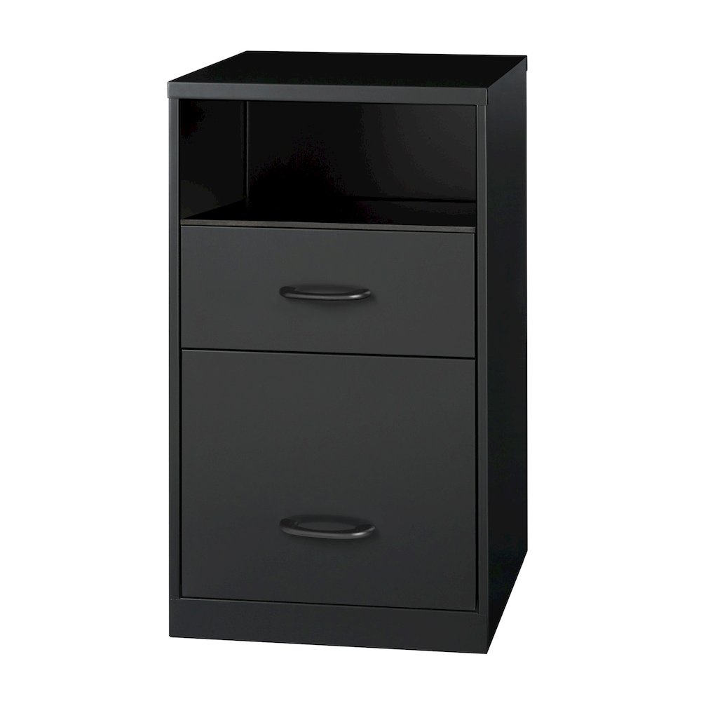 Space Solutions 18" Deep 2 Drawer Organizer Filing Cabinet, Shelf, Black. Picture 2