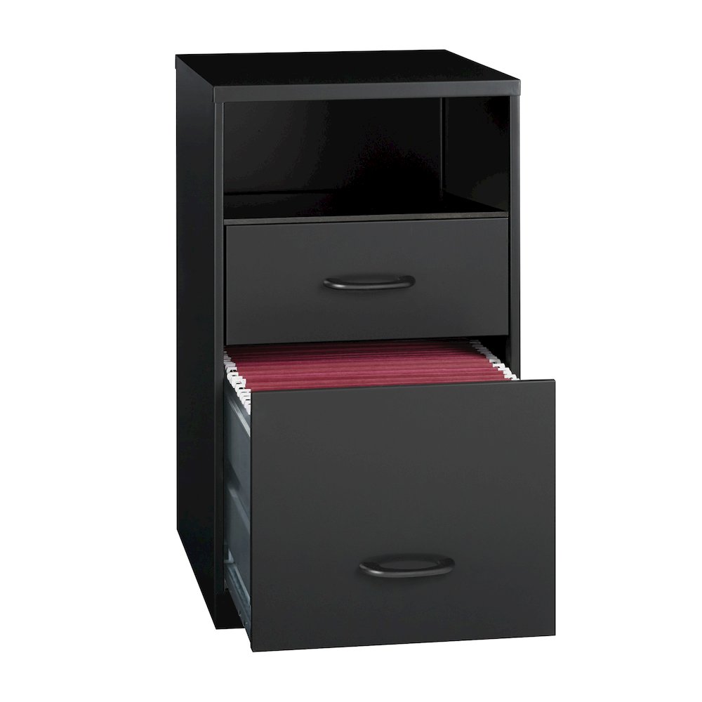 Space Solutions 18" Deep 2 Drawer Organizer Filing Cabinet, Shelf, Black. Picture 3