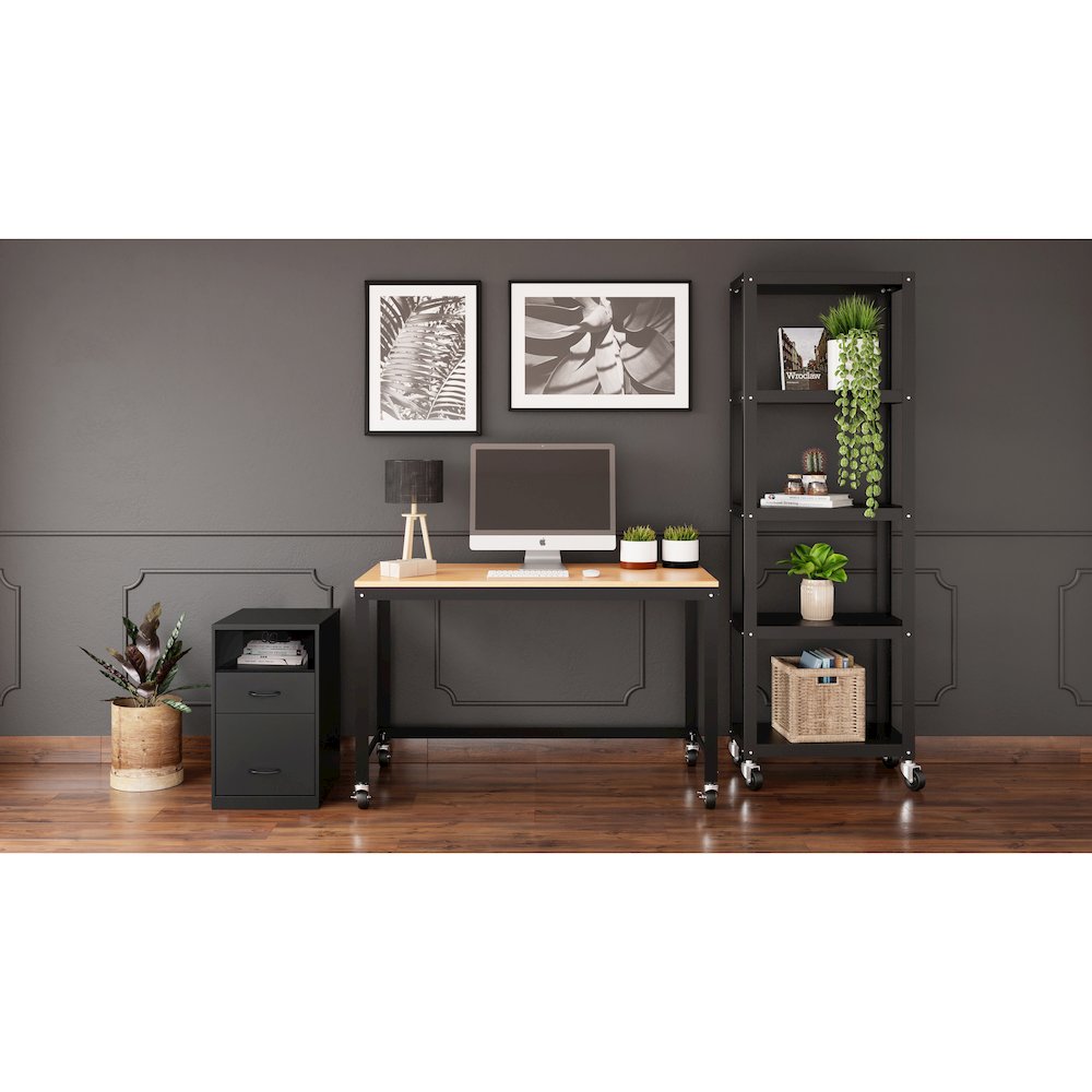 Space Solutions 18" Deep 2 Drawer Organizer Filing Cabinet, Shelf, Black. Picture 6