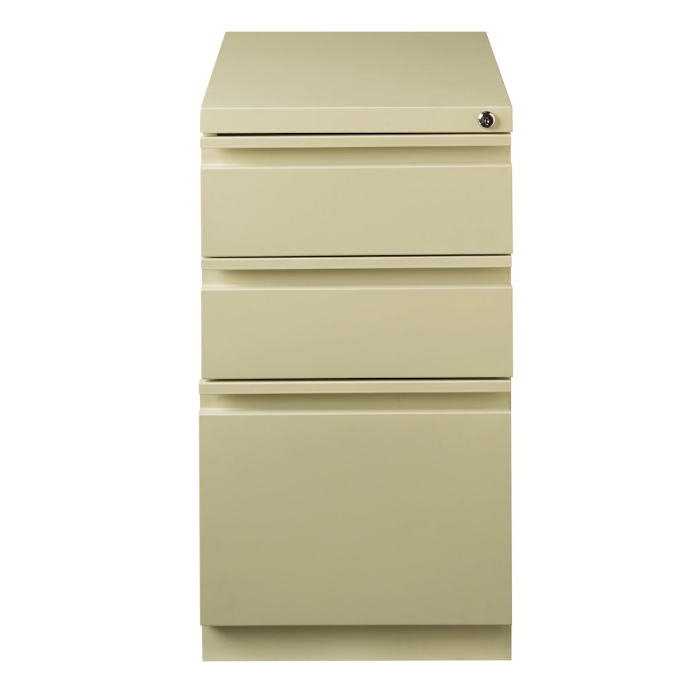 Hirsh 20" Deep Mobile Pedestal File Cabinet 3 Drawer Box-Box-File, Putty. Picture 1