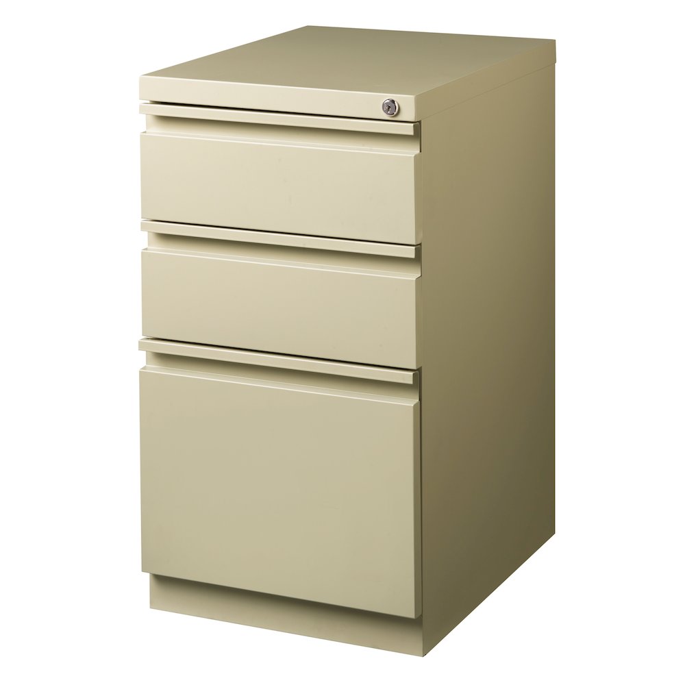 Hirsh 20" Deep Mobile Pedestal File Cabinet 3 Drawer Box-Box-File, Putty. Picture 2