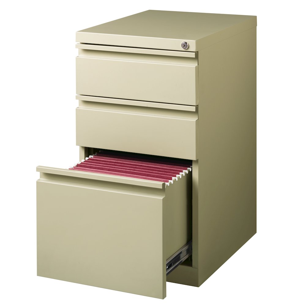 Hirsh 20" Deep Mobile Pedestal File Cabinet 3 Drawer Box-Box-File, Putty. Picture 3