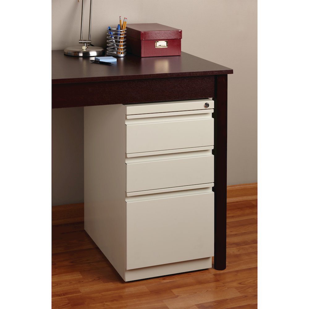 Hirsh 20" Deep Mobile Pedestal File Cabinet 3 Drawer Box-Box-File, Putty. Picture 6