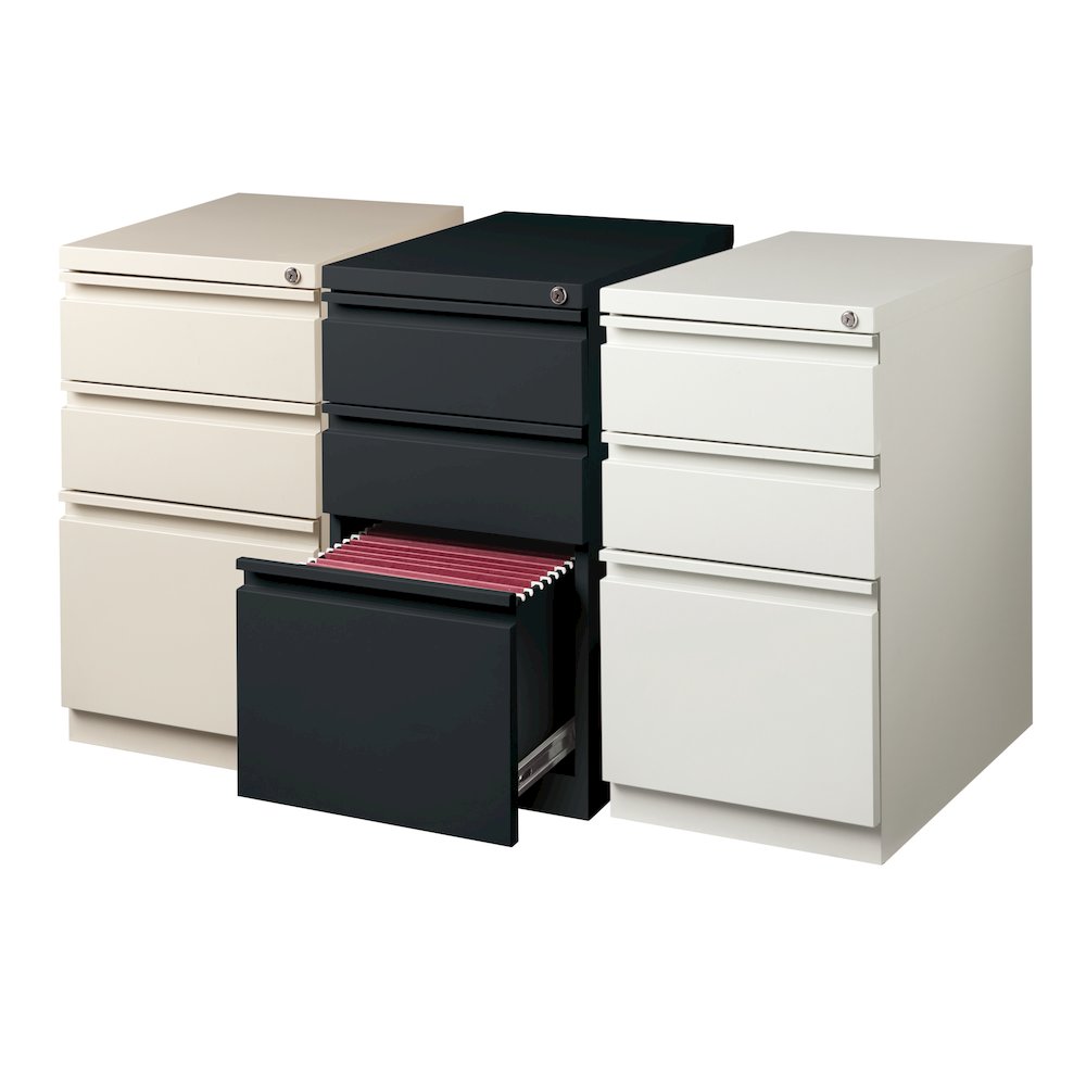 Hirsh 20" Deep Mobile Pedestal File Cabinet 3 Drawer Box-Box-File, Putty. Picture 8