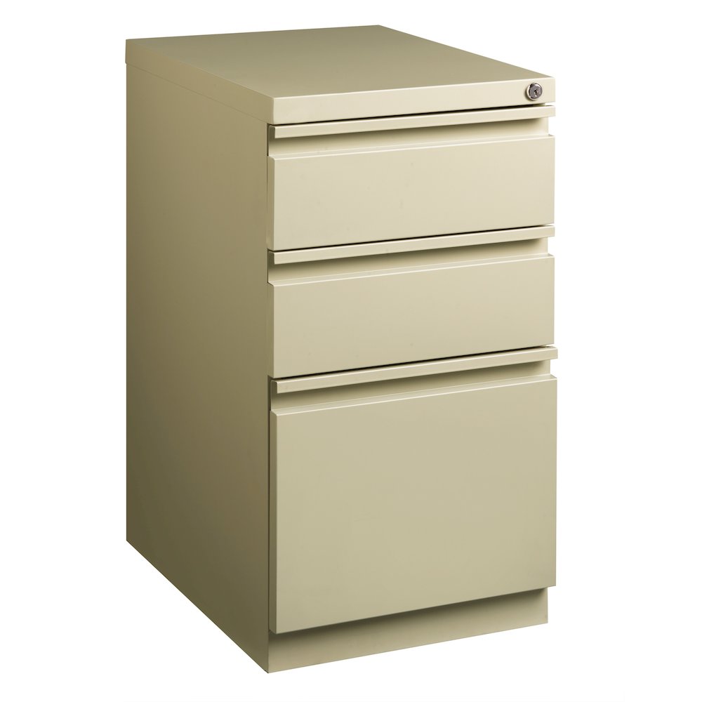 Hirsh 20" Deep Mobile Pedestal File Cabinet 3 Drawer Box-Box-File, Putty. Picture 11